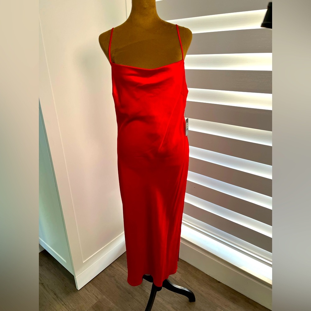 EXPRESS Red Satin Blend Slip Dress size Medium